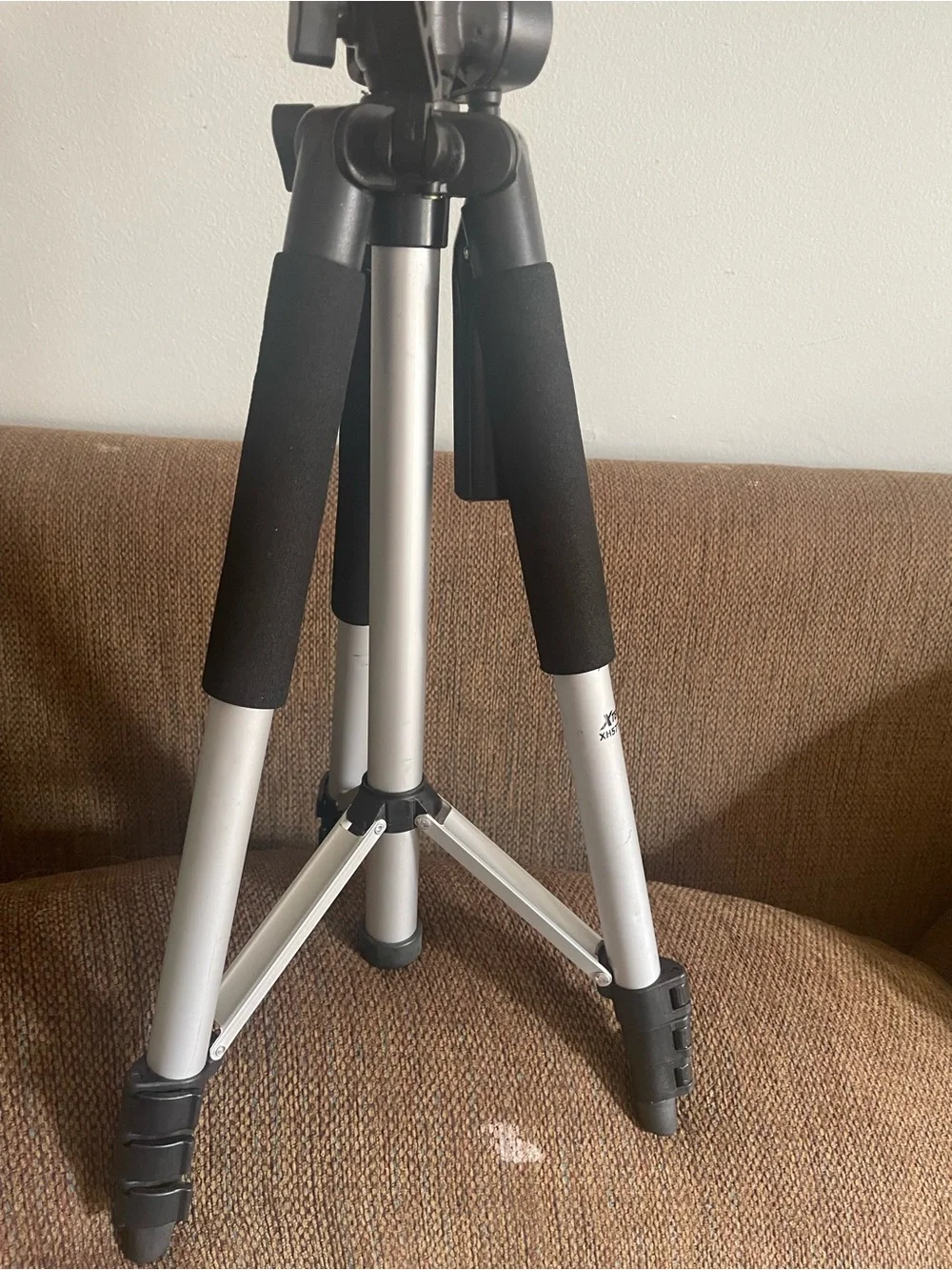 Silver & Black Camera Tripod with Carry Bag